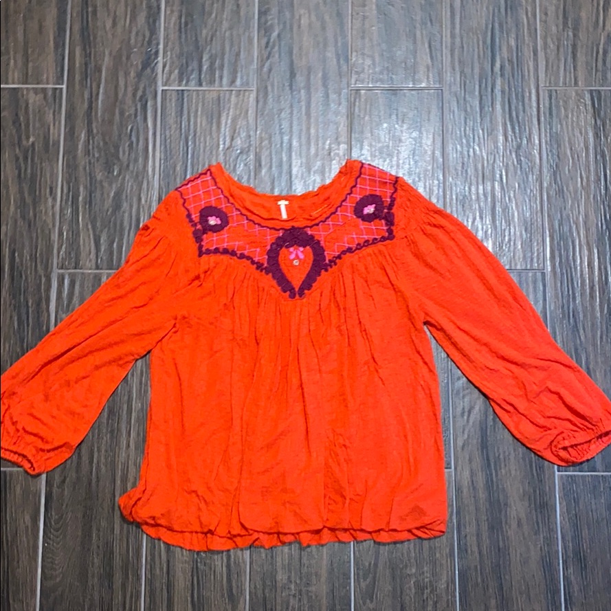 Free People Red Orange Blouse
